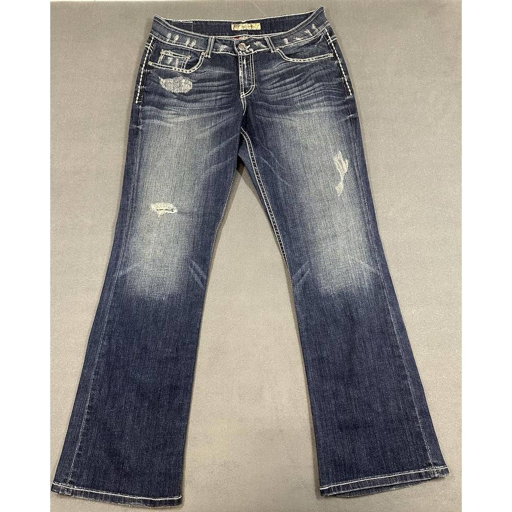 BKE Culture Bootcut Jeans Womens 32x31.5 Blue Denim Dark Wash Distressed Stretch